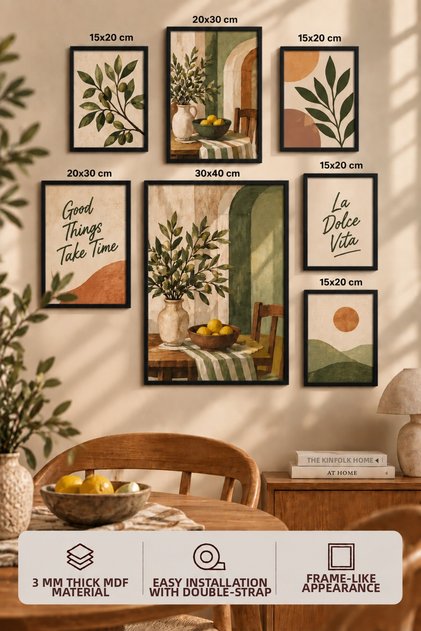 7-Piece Frame-Looking Modern Painting Set | Living Room, Office, Kitchen and Study Room Wall Decoration