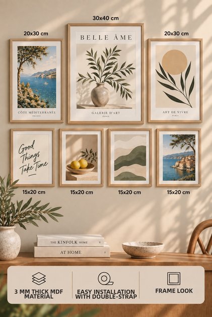7-Piece Frame-Looking Modern Painting Set | Living Room, Office, Kitchen and Study Room Wall Decoration