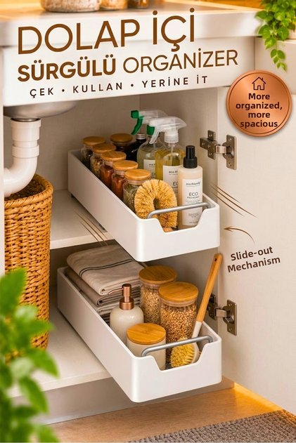Multi-purpose rail closet drawer organizer sliding kitchen bathroom pantry organizer 1 piece