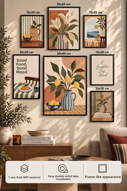 7-Piece Frame-Looking Modern Painting Set | Living Room, Office, Kitchen and Study Room Wall Decoration