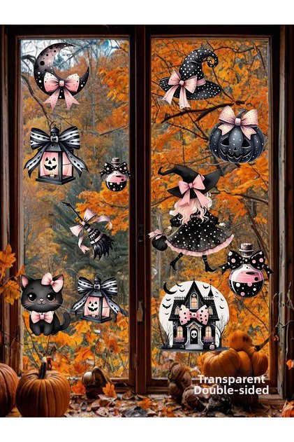 Transparent Double-Sided Purple Hallowen Girl, Halloween, Glass, Wall, Sticker 30X 100