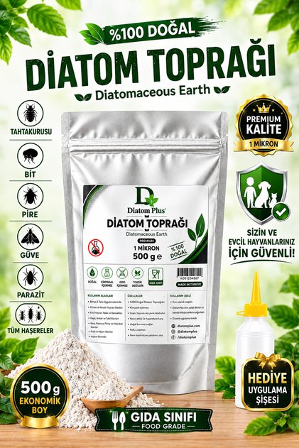 Doğal Diatom Tahtakurusu,Bit,Pire,Parazit ve Tüm Haşereler İçin 500gr