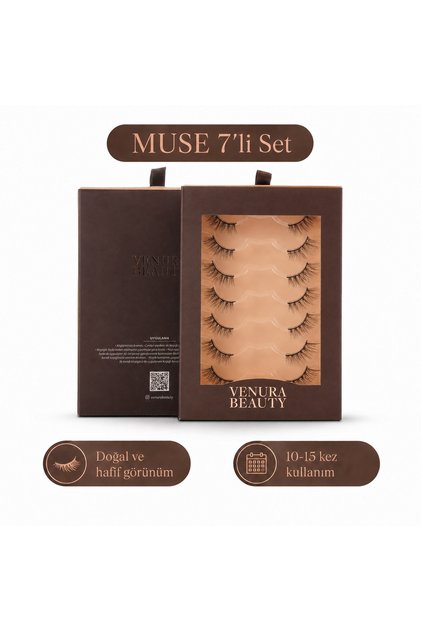 MUSE 7 Çift Yarım Takma Kirpik Seti | Ultra Doğal, Hafif, Günlük Kullanım