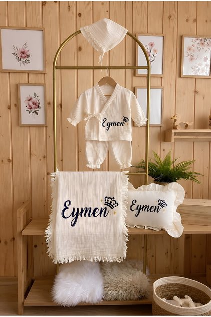 İsimli %100 Pamuk 5 li Müslin Hastane Çıkışı