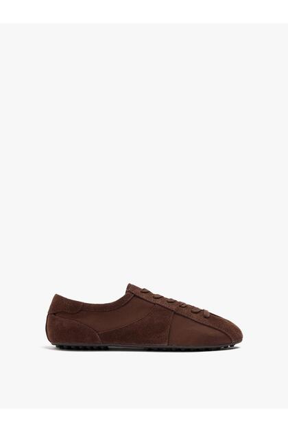 Kadın Deri Detaylı Retro Minimalist Sneaker