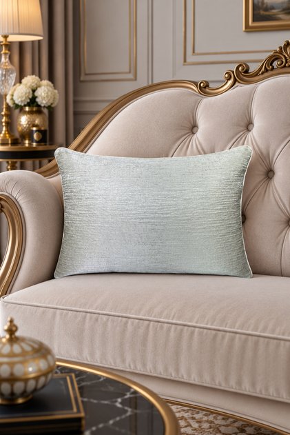 Cushion Cover Plain Jacquard - Double Sided with Piping 35X50 cm Cream