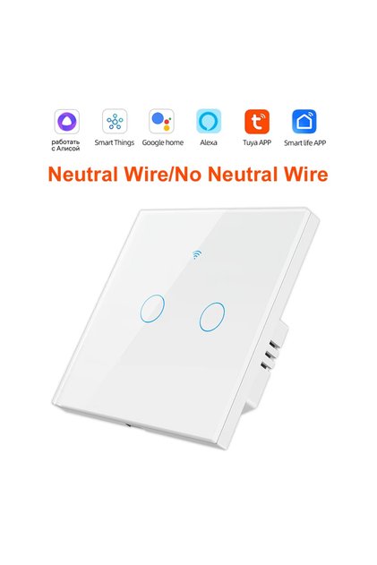 white 2 gang 1 2 3 4 Gang WiFi RF 433mhz Touch Wall Light Smart Wireless with Switch 220V no Neutral