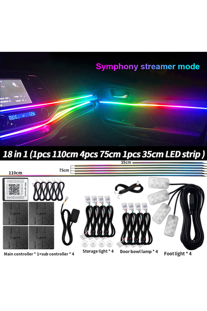 Symphony 18in1 110cm Universal 6/10/14/18/22 in 1 LED Symphony RGB Ambient Light For Car Interior 21