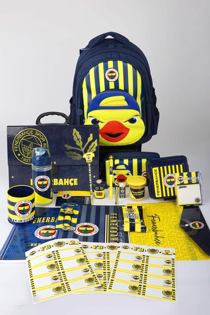 Licensed Yellow Collection Full Stationery Set 3D Printed Large Size School Folder with Handle and Pencil Bag, Water Bottle, Lunch Box Set