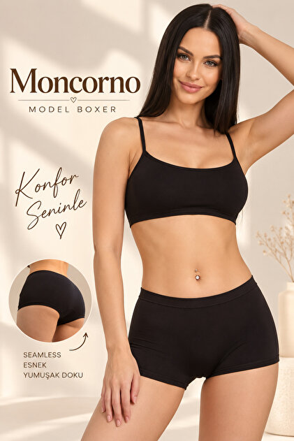 Pantaloni scurți boxeri Moncorno, efect modelator , cool și confortabili, tricotat fără cusături, negri