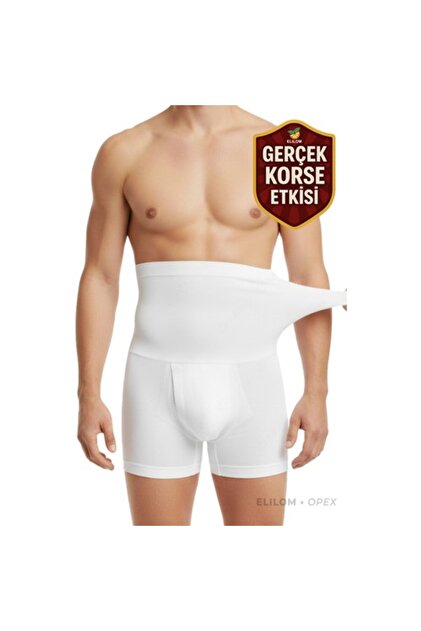 Corset Boxer for Waist, Belly, Abdomen Shaping / Sculpting and Firming High Waist Corset Boxer, White - Opex
