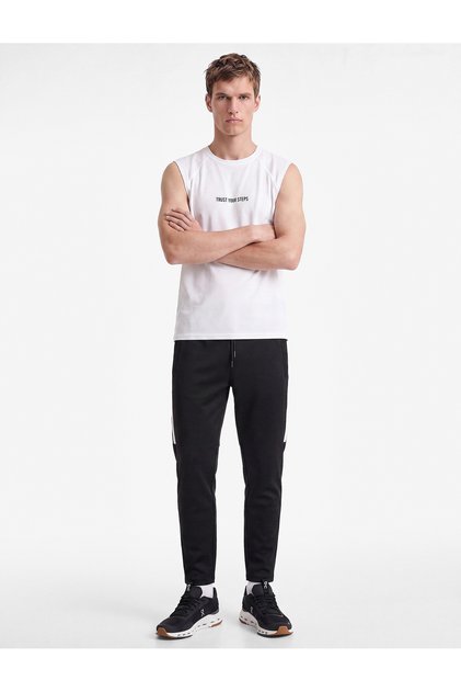 Scuba Fabric Pocketed, Ribbed, Lace-Up Waist Sweatpants