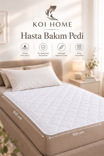 Washable 100X100 cm White Patient Care Underlay Pad | Liquid Proof, High Absorbency, Can Be Reused Many Times