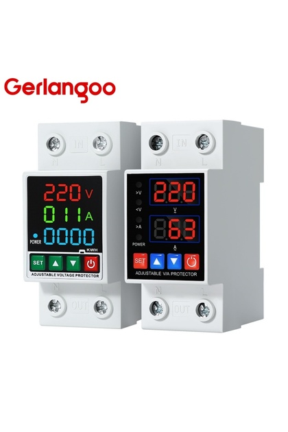 V A Kwh type L N 230V 63A 40A 63A 230V Din Rail Adjustable Over Voltage And Under Voltage Protective