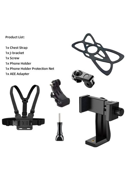 black color 6-in-1 Chest Strap Mount Phone Clip Holder For iPhone Samsung Huawei Smartphones GoPro S