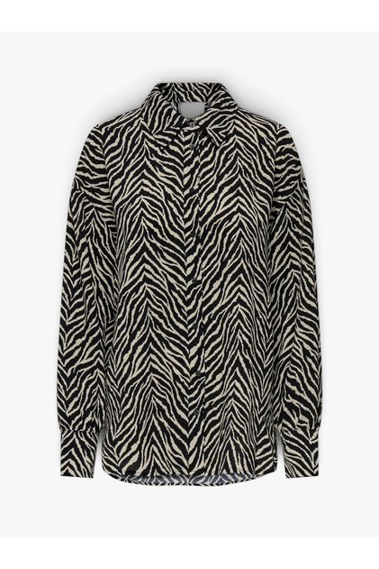 ONLKATTY LIFE L/S LOOSE SHIRT PTM Kadın Siyah Gömlek - 15341494