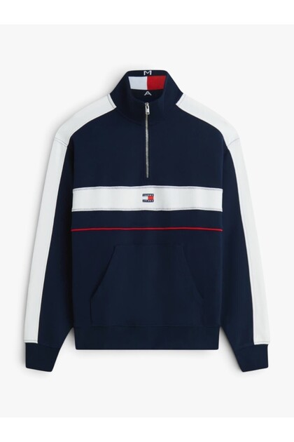 TJM RLX CBLOCK QZ Erkek Mavi Sweatshirt - DM0DM23244