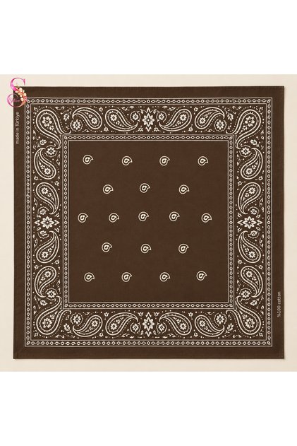 %100 Pamuk Paisley Desenli 50x50 cm Kadın Bandana Saç ve Boyun Aksesuarı