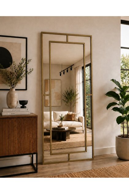 Gold Metal Çerçeveli Yıldız 180x80 Cm Dekoratif Ayna