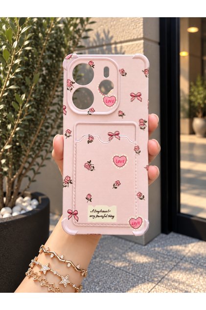 XIAOMI REDMI NOTE 14 Uyumlu Kamera Korumalı Kartlıklı Baskılı Darbe Emici Silikon Kılıf
