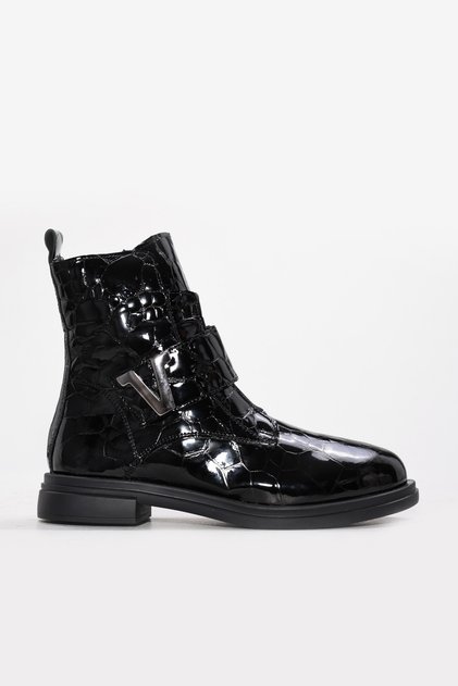 Genuine Leather and Fur Black Crocodile Women's Classic Boots 238Kza126