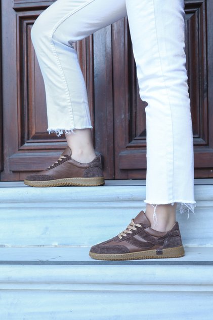 Genuine Leather Brown Suede Women's Casual Shoes 246Za2004