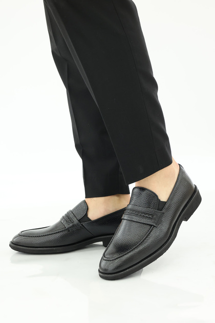 Genuine Leather Black Floater Men's Classic Shoes 159Ma320