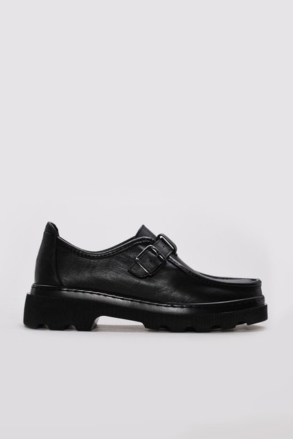 Genuine Leather Black Women's Casual Shoes 313Za1014-1