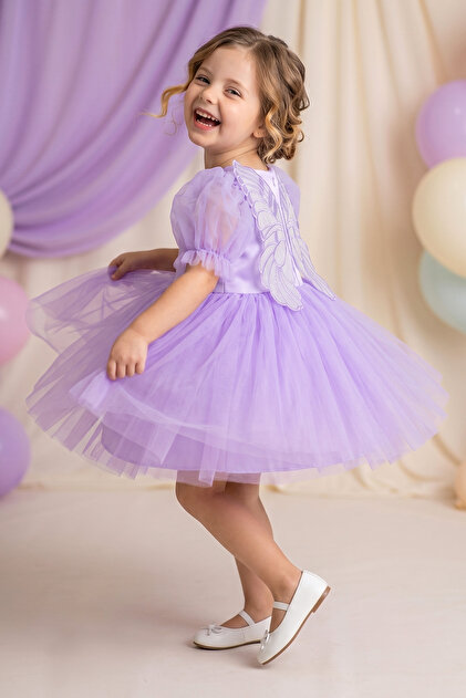 Baby Girl Girl Child Birthday Party Wedding Dress Balloon Collar Winged Tulle Tutu Tutu Lined