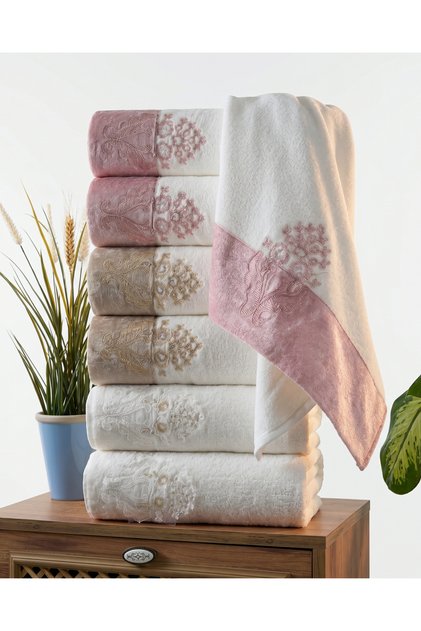 Set of 6 French Guipure Velvet Hand & Face Towels