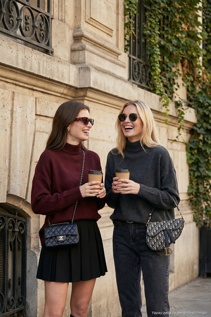 Oversize Fit Turtleneck Soft Textured 2'Li Package Knitwear Sweater Women Sweater 680Kz00469S2