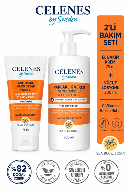 Sea Buckthorn Body Lotion + Anti-Aging Hand Care Cream Set of 2