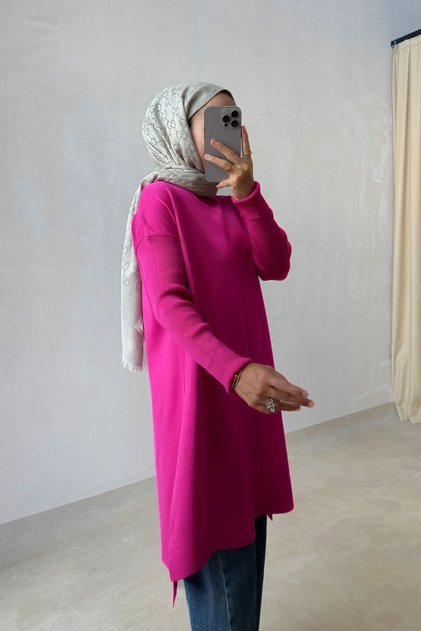 Mira Mercerized Hijab Tunic - Fuchsia
