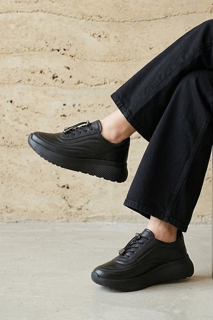, Women's Genuine Leather Sneaker 1531050Z2650F100K Black