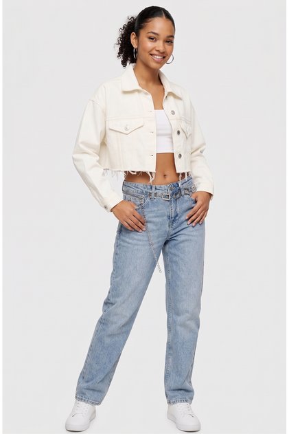 Jachetă scurtă din denim pentru femei