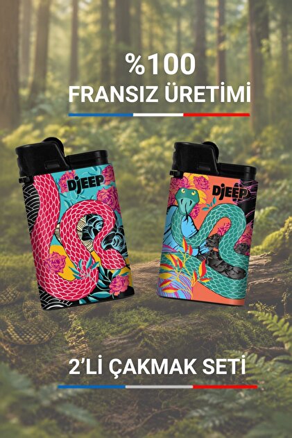 Yılan Serisi Taşlı Çakmak -2'li Set –Özel Tasarım - Orijinal Fransız