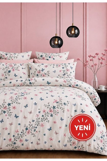 Lastikli Çarşaflı Nevresim Takımı Çift Kişilik Premium CottonALAÇATIMODEL 64s