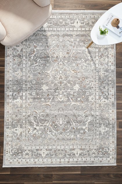 Century Floral %100 Polyester Oturma Odası Salon Mutfak Halısı Eskitme Çiçekli Vintage Halı