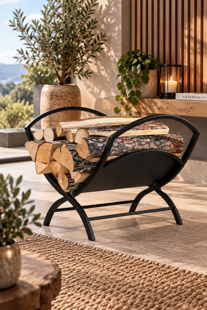 Katlanabilir Metal Şömine Odunluk Stand - Firewood Rack