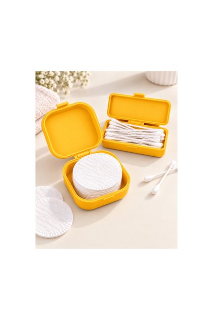 Ear Swabs and Cotton Travel Container 3D Printing Portable Hygienic Organizer Yellow