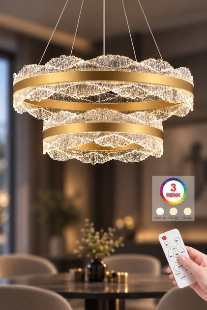 Titanic Çift Katlı Eskitme 3 Renk Kumandalı Lüx Led Modern Ledli Avize