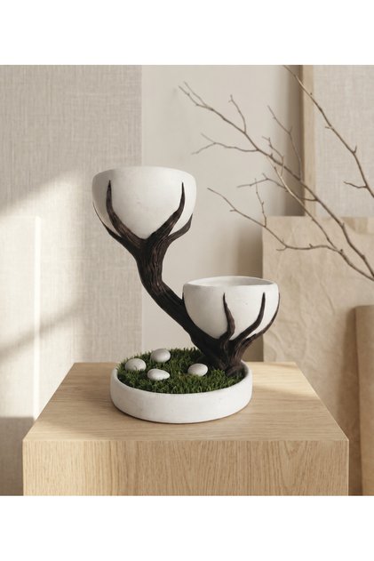 20 CM AĞAÇ MODELLİ TASARIM SAKSI-ÇİM DAHİLDİR ÇİÇEK DAHİL DEĞİLDİR-DEKOR-KAKTÜS SUKULENT SAKSI