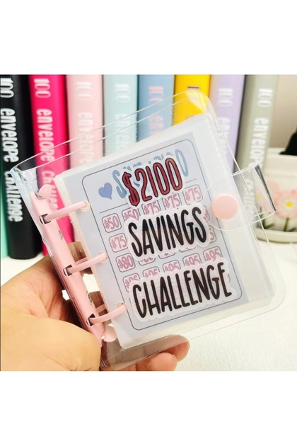Pink-2100 1000 Savings Challenge Binder , Money Saving Binder, Savings Challenges Book with Envelope