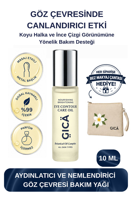 Göz Çevresi Aydınlatıcı Bakım Yağı Yoğun Nem & Canlandırıcı Etki Bitkisel İçerik Metal Başlık Roll-On 10 ml