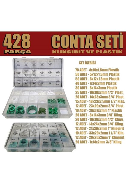 428 Parça Plastik ve Klingirit Conta Seti Yeşil Beyaz
