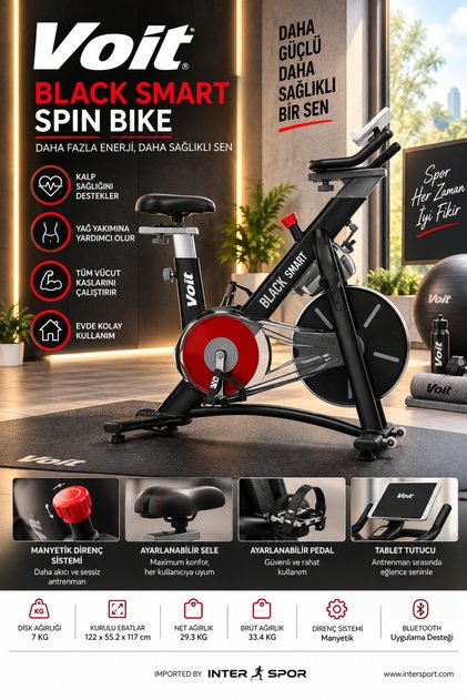 Black Manyetik Smart Spin Bike