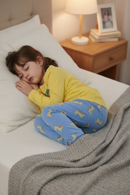 %100 pamuk çocuk uzun kollu ince pijama takımı