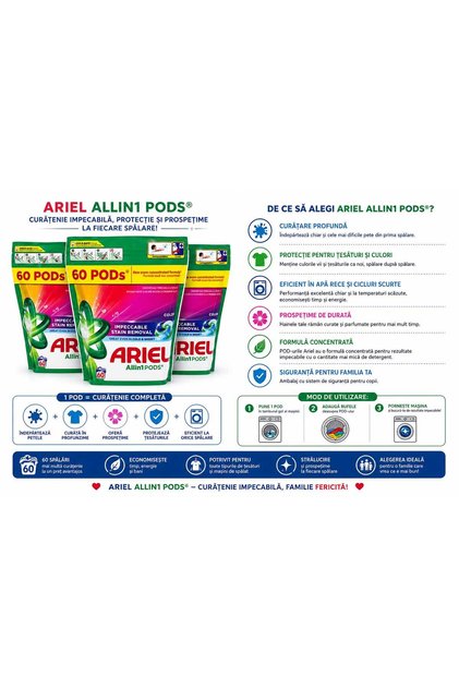 Pachet Economic Premium pentru Spălare: 180 Capsule Detergent Concentrat All-in-1 pentru Rufe Colorate