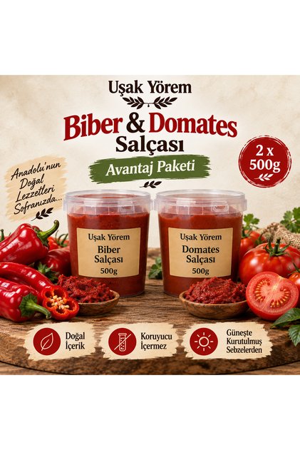 Salça Paketi (Domates - Biber) 2x500g Uşak Yörem