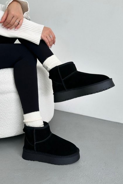 Suede Plush Thick Sole Women's Boots Black